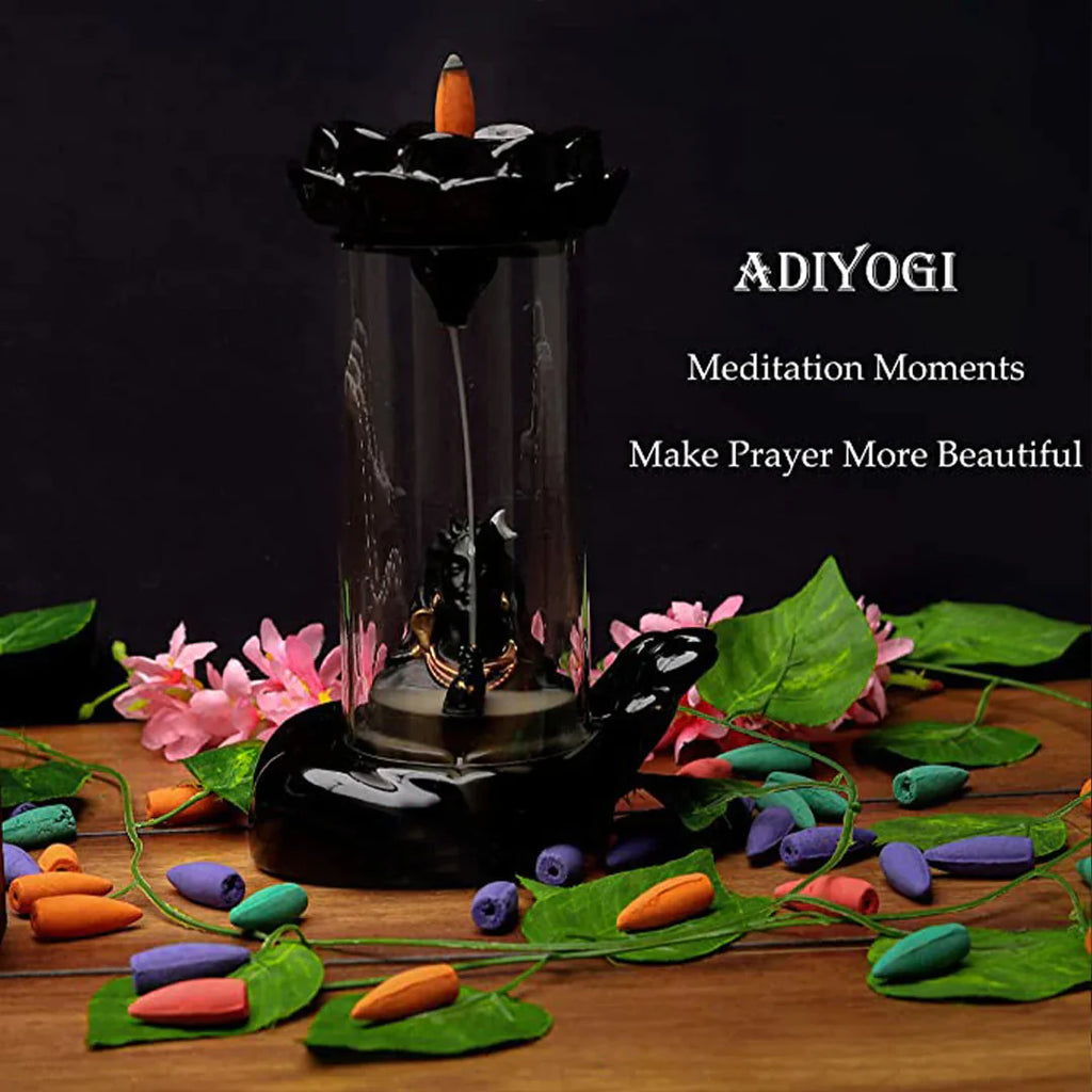 Shivling in Glass Fountain Backflow Smoke Fountain