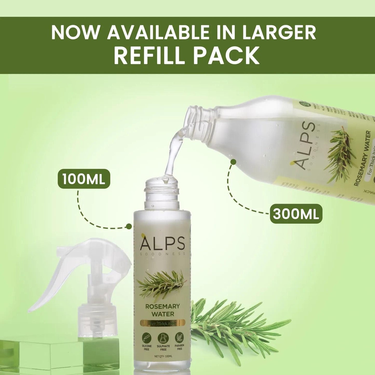 Rosemary Water, Hair Spray For Regrowth (Pack of 2 Bottle and 1 Sprayer