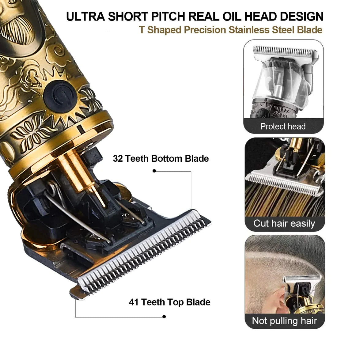 Golden Buddha Trimmer Set, 6 in 1 Electric Hair Trimmer for Men, Upgraded Professional Clippers Set