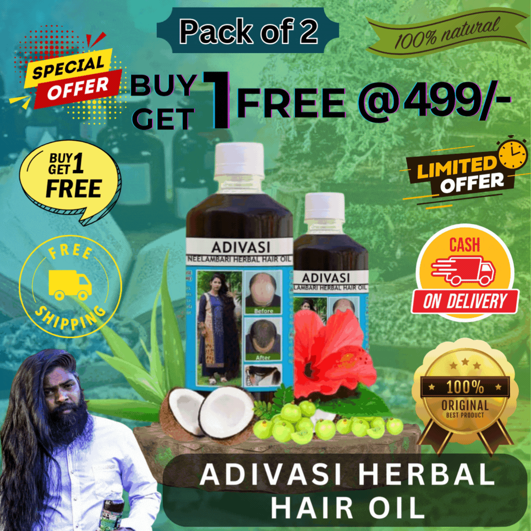 🍃 Original Adivasi Neelgiri Herbal Hair Oil (BUY 1 GET 1 FREE) ⭐⭐⭐⭐⭐4.9/5 Rating