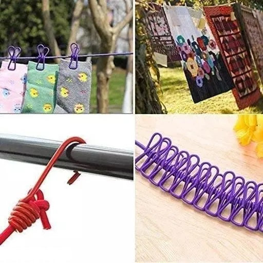 12 Clips Travel Clothes Rope