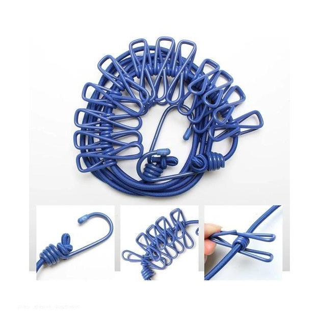 12 Clips Travel Clothes Rope